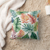 トロピカル離れオレンジとグリーン クッション (ブランケット)