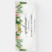 トロピカル離れサマーススクリプト結婚の歓迎 横断幕 (縦)