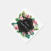 トロピカル離れハイビスカスフラミンゴエレガントパーティー スタンダードカクテルナプキン (角)