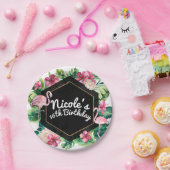 トロピカル離れハイビスカスフラミンゴエレガントパーティー ペーパープレート (パーティー)