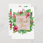 トロピカル離れハイビスカスフラミンゴスサンキューカード サンキューカード (正面/裏面)