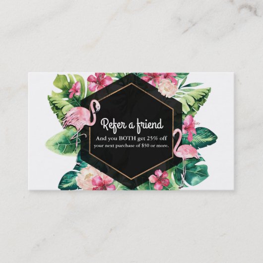 トロピカル離れハイビスカスフラミンゴスRefer a friend 紹介カード (正面)