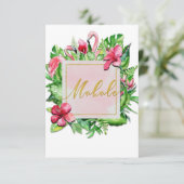 トロピカル離れハイビスカスフラミンゴマハロありがとう サンキューカード (スタンド正面)