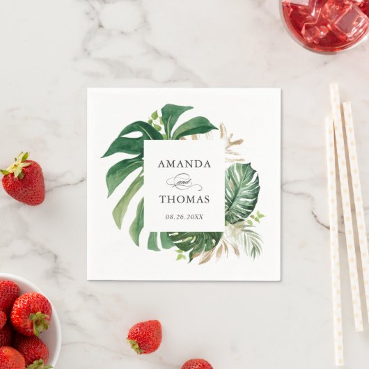 トロピカル離れパメ素朴の緑結婚草 スタンダードカクテルナプキン (インサイチュ)