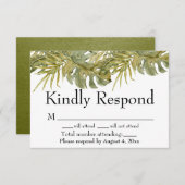 トロピカル離れパームウェディングRSVPカード サンキューカード (正面/裏面)