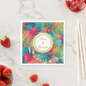 トロピカル離れパームスマー結婚ズ紙 スタンダードカクテルナプキン (インサイチュ)