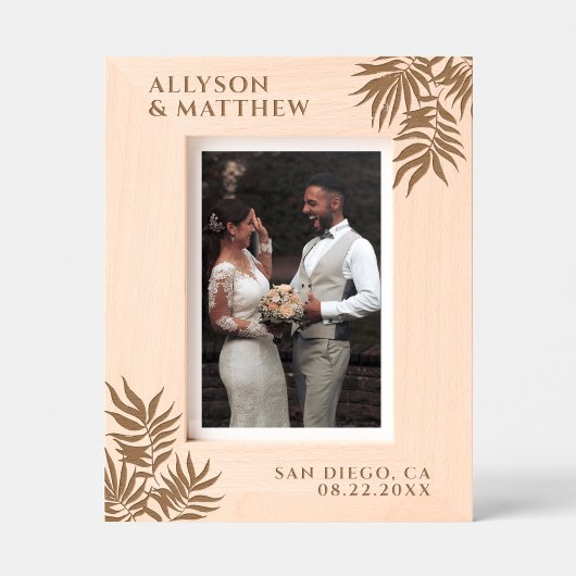 トロピカル離れパーム名前をカスタムするズ結婚デイズ レーザー彫刻フレーム
