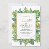 トロピカル離れパーム金ゴールドすべて結婚の 招待状 (正面)