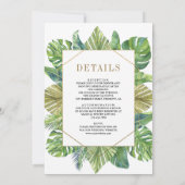 トロピカル離れパーム金ゴールドすべて結婚の 招待状 (裏面)