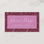 トロピカル離れピンクとブルゴーニュの模様 名刺 (正面)