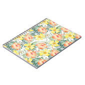 トロピカル離れピーチイエローハイビスカスフローラ ノートブック (左側)