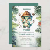 トロピカル離れベビーワニ湾ボーイシャワー 招待状 (正面/裏面)