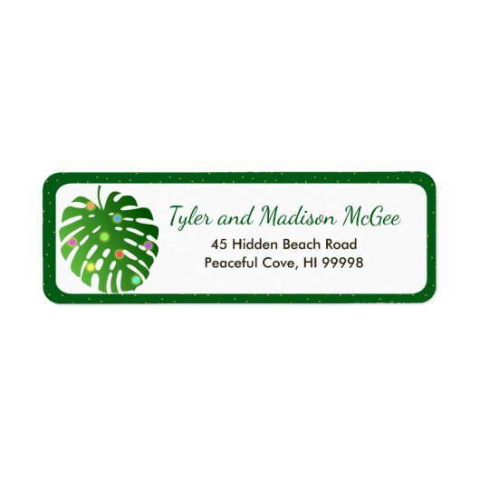 トロピカル離れライツおもしろいビーチクリスマスホリデー ラベル (正面)