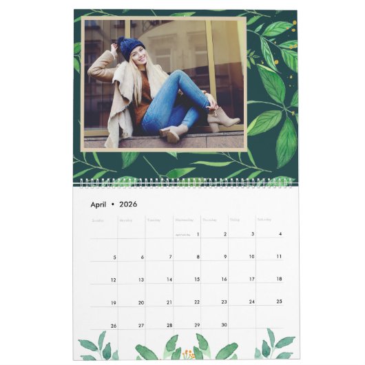 トロピカル離れ編集可能年写真 カレンダー (4月 2026)