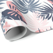 トロピカル離れ赤面ピンクほこりっぽいブルー ラッピングペーパー (ロールコーナー)