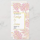 トロピカル離れ金ゴールドのピンクと結婚式プログラム プログラム (正面/裏面)