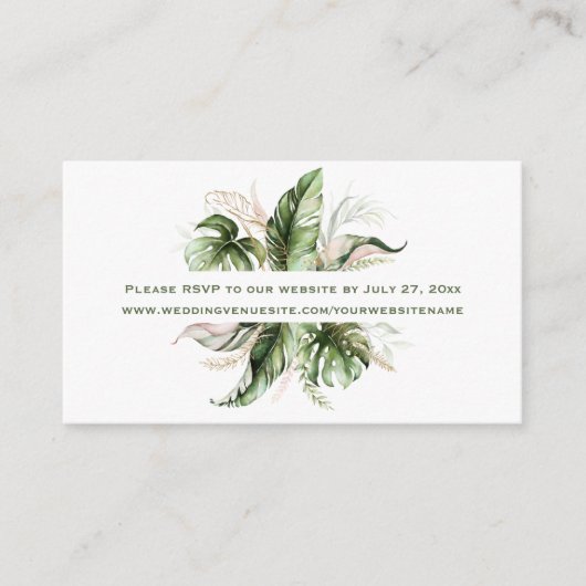 トロピカル離れGreenery RSVPからWebサイトへ | エンクロージャーカード (正面)
