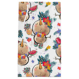 トロピカル雪だるまホワイトクリスマスバッグ スモールペーパーバッグ