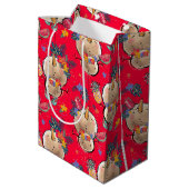 トロピカル雪だるまレッドクリスマスバッグ ミディアムペーパーバッグ (裏面アングル)