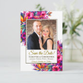 トロピカル鮮やかガーデンの花と写真結婚の数 セーブザデート (スタンド正面)