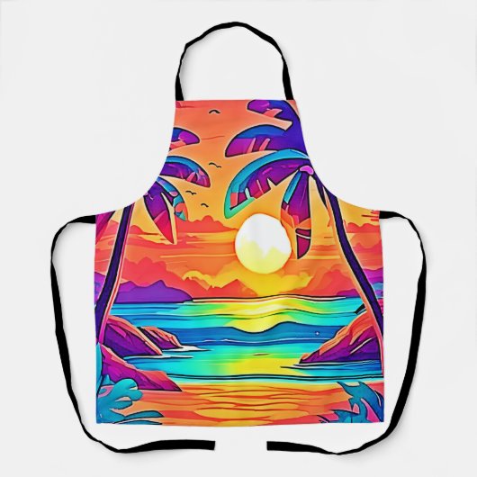 トロピカル鮮やかサンセットアート エプロン (正面)