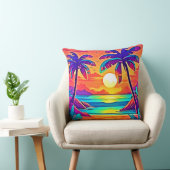トロピカル鮮やかサンセットアート クッション (椅子)