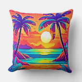 トロピカル鮮やかサンセットアート クッション (正面)