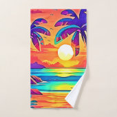 トロピカル鮮やかサンセットアート バスタオルセット (ハンドタオル)