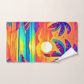 トロピカル鮮やかサンセットアート バスタオルセット (ハンドタオル)