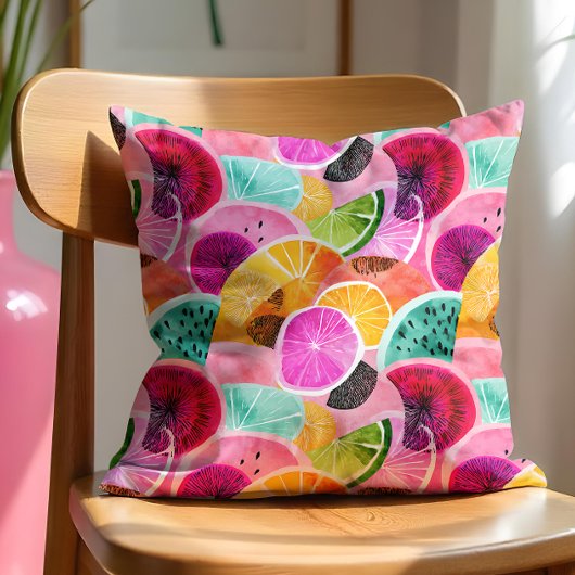 トロピカル鮮やかシトラススライス模様 クッション