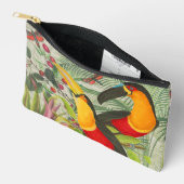 トロピカル鮮やかトゥーカンバードアートエキゾチックなジャングル アクセサリーポーチ (見開き)