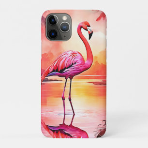 トロピカル鮮やかフラミンゴグローデザイン iPhone 11 PROケース
