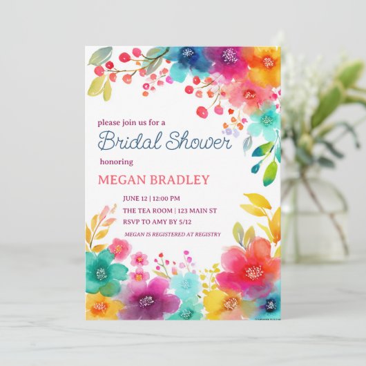 トロピカル鮮やかフローラブライダルシャワーへの招待 招待状 (スタンド正面)