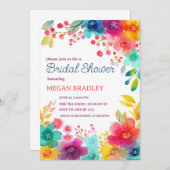 トロピカル鮮やかフローラブライダルシャワーへの招待 招待状 (正面/裏面)