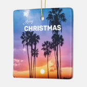 トロピカル鮮やかレインボーカラーズサンセットパームツリー セラミックオーナメント (左)