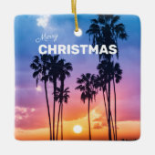 トロピカル鮮やかレインボーカラーズサンセットパームツリー セラミックオーナメント (正面)