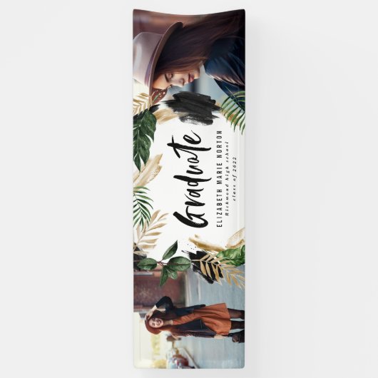 トロピカル2フォト卒業モダンスクリプトバーン 横断幕 (縦)