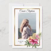 トロピカル4フォトコラージュ金ゴールドフレーム卒業 案内状 (正面)