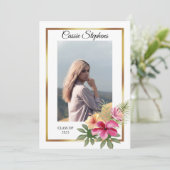 トロピカル4フォトコラージュ金ゴールドフレーム卒業 案内状 (スタンド正面)