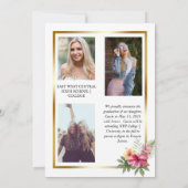 トロピカル4フォトコラージュ金ゴールドフレーム卒業 案内状 (裏面)