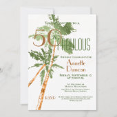 トロピカル50と素晴らしいヤシの木の誕生日パーティー 招待状 (正面)