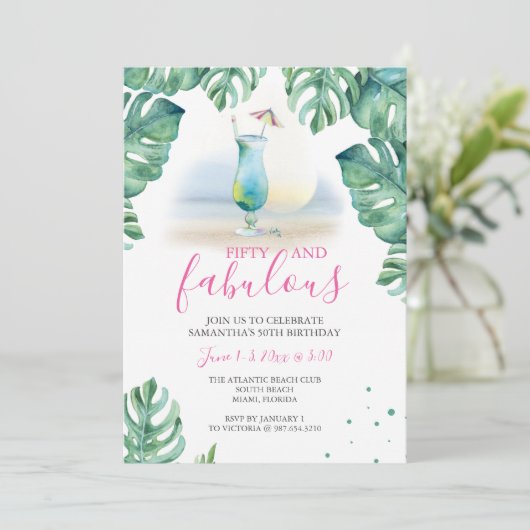 トロピカル50と素晴らしい50誕生日 招待状 (スタンド正面)