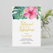 トロピカル50と素晴らしい50誕生日 箔招待状 (立ち正面)