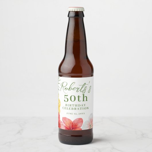 トロピカル50歳の誕生日パーティー ビールラベル (正面)