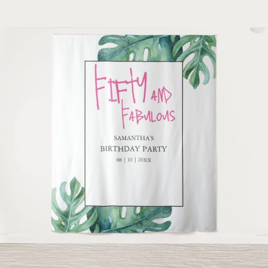 トロピカル50thバースデーパーティーの背景 タペストリー (正面)