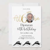 トロピカル60金ゴールド誕生日招待状(写真あり) 招待状 (正面)