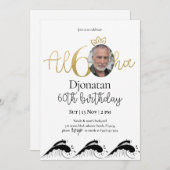 トロピカル60金ゴールド誕生日招待状(写真あり) 招待状 (正面/裏面)