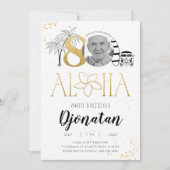 トロピカル80誕生日金ゴールド招待状(写真あり) 招待状 (正面)