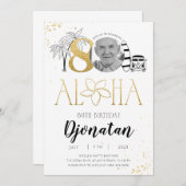 トロピカル80誕生日金ゴールド招待状(写真あり) 招待状 (正面/裏面)