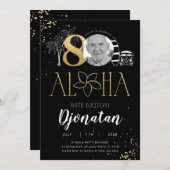 トロピカル80誕生日金ゴールド招待状（写真あり） 招待状 (正面/裏面)